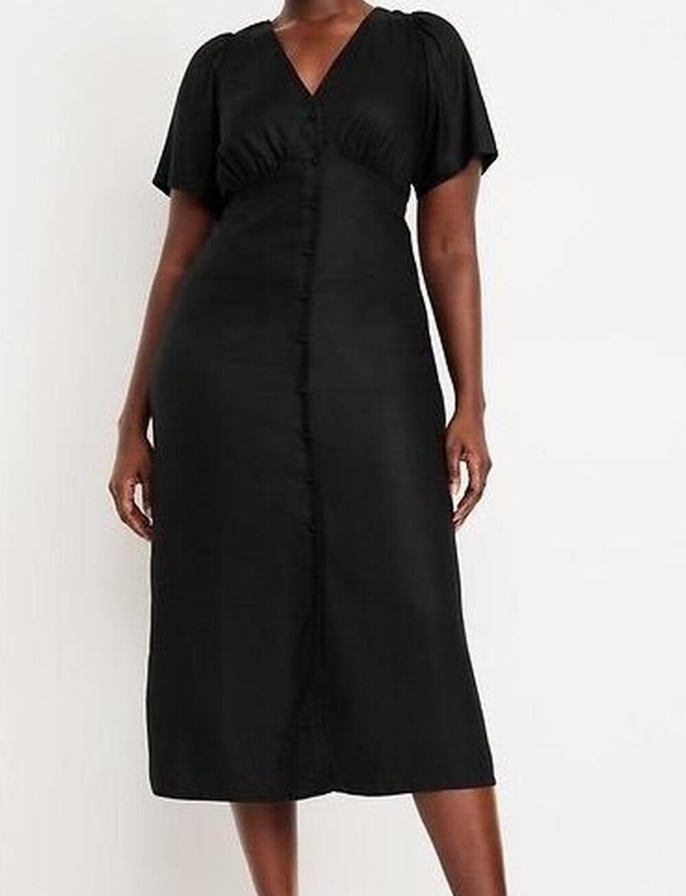 Old Navy Button Front Short Sleeve Midi Dress Black XXL Tall